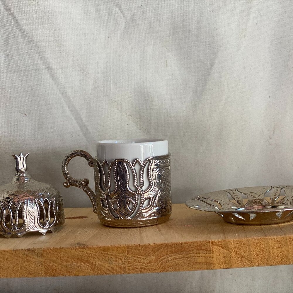 Turkish Coffee Set. Silver.
